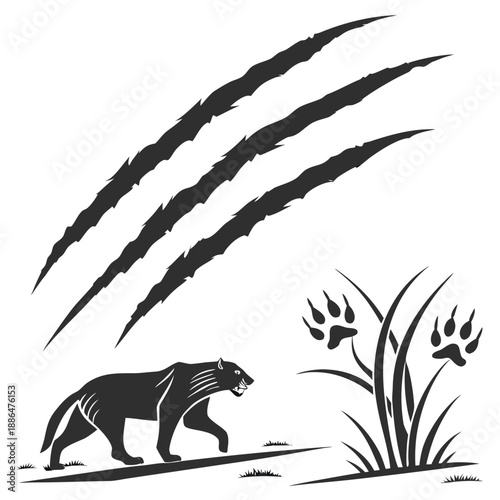 Wild Animal Claw Scratches Black Vector Clipart