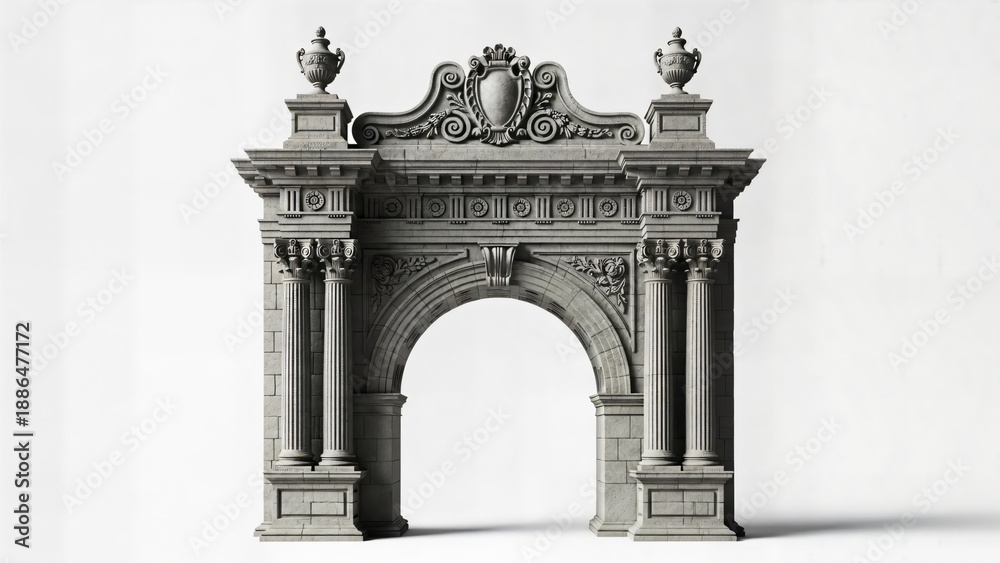Fototapeta premium ornate stone archway with columns and decorative top