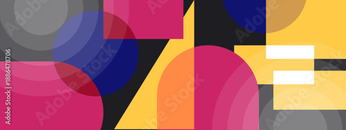 Stylish retro inspired geometric background featuring overlapping circles and dark gray tones