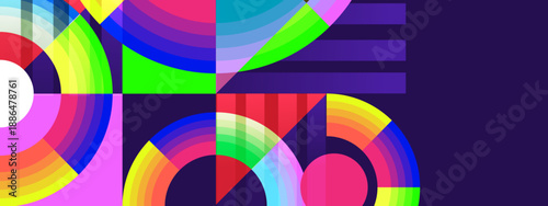Intense psychedelic geometric pattern with circular rainbow gradients for high energy design