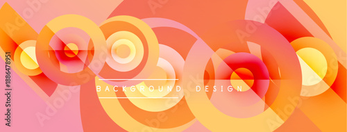 Abstract concentric circles, orange, pink hues. Modern design element, background texture, vibrant gradients, smooth transitions.