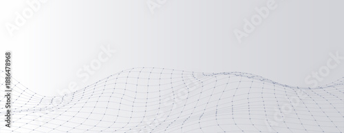 Minimalist white background with gradient, digital mesh wave pattern. The background is smooth and modern, with a white and gray color scheme. Abstract digital wave grid, gradient background vector