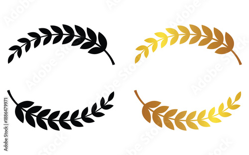 Elegant black and gold laurel wreath frame – Stylized laurel frame with a clean luxury look for top-and-bottom title placement. Ideal for packaging labels, brand crests, and editorial nameplates