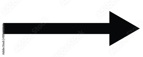 Black horizontal long arrow. Straight long arrow vector icon. Right side long arrow vector. Flat style Arrow symbol. Arrow on a white background. 