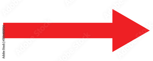 Long red arrow icon vector pointing to the right. Arrow shape element. large size red long arrow. Illustration on white background. Vector illustration.