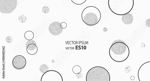 Abstract background with scattered circles and dots in grayscale tones.