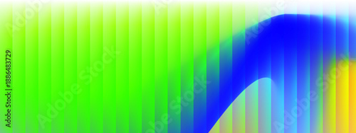 Fresh green and blue rhythmic vertical bars forming a flowing wave