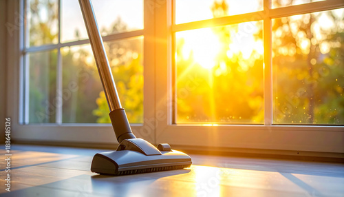 Wallpaper Mural Close up of a vacuum cleaner head on a wooden floor with bright sunlight streaming through a window Torontodigital.ca
