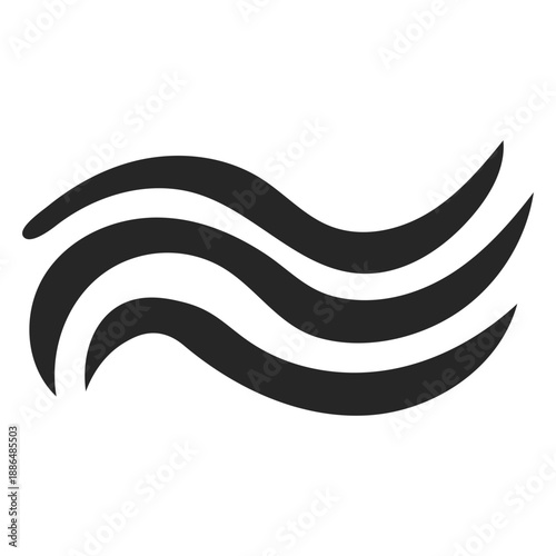 Bold wavy lines vector. Three windy curve marker strokes