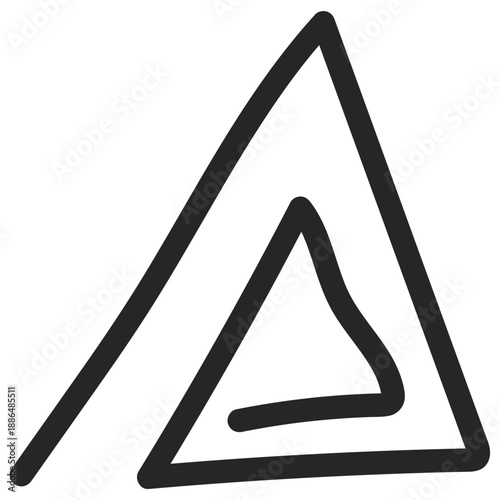 Scribble triangle vector. Continuous line geometric pyramid sketch