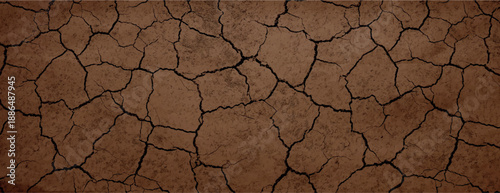 Cracked earth background with a brown, textured style. The brown background features dry, cracked patterns resembling a desert floor. Dry cracked soil texture background. Brown background vector.