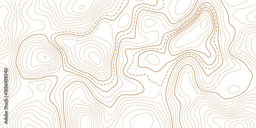 Topographic map background geographic line map with elevation assignments.The topo contour or wallpaper. Mountain trail terrain or path. Vector illustration..