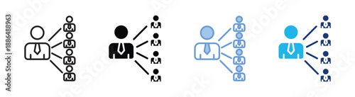Team management icon set multiple style collection