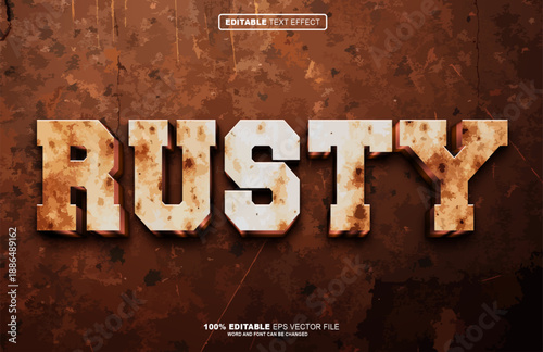 Rusty 3D editable text effect
