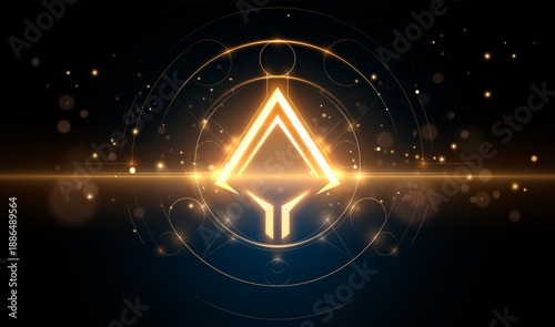 Geometric shapes with lines and light effects