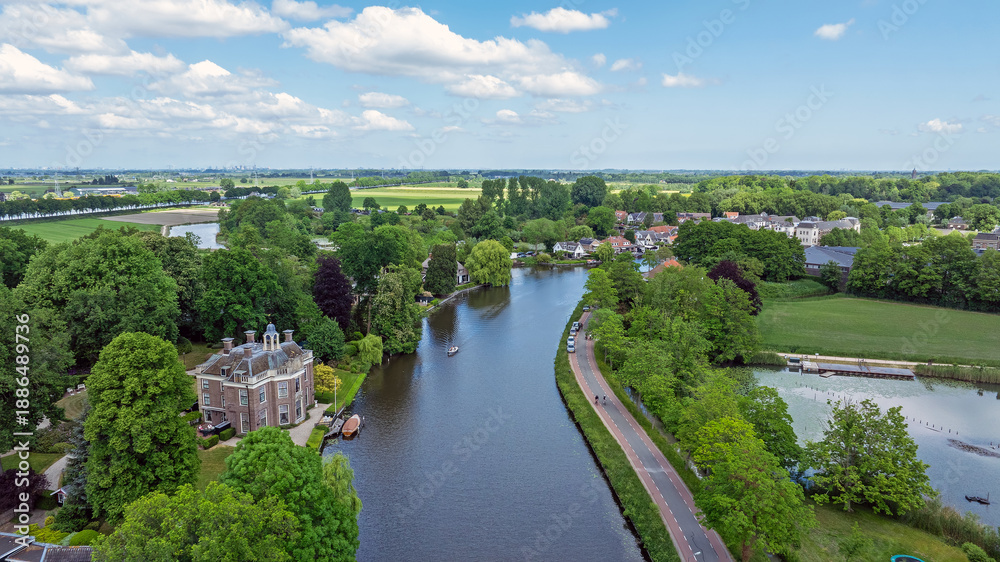 Obraz premium Aerial from the river Vecht in the Netherlands