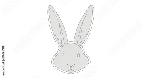 Simple light gray rabbit head illustration with long ears.