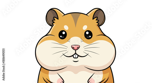 Cute Cartoon Hamster with Puffy Cheeks Illustration.
