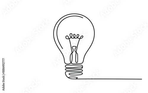 Continuous line drawing of a light bulb, symbolizing ideas and innovation