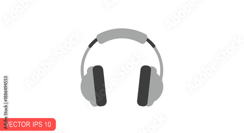 Gray Headphones with Black Earcups: Audio Listening Device.