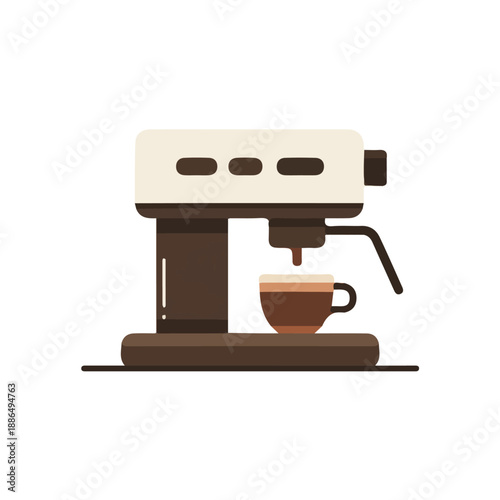 Espresso, 2D flat vector illustration, simple and modern style, isolated on a plain white background.