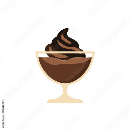 Modern flat 2D vector illustration of Chocolate Mousse, clean and minimal design, isolated on white background.
