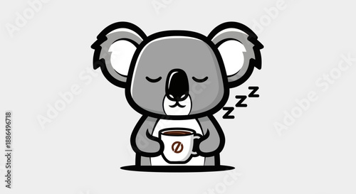 Cartoon koala with coffee cup