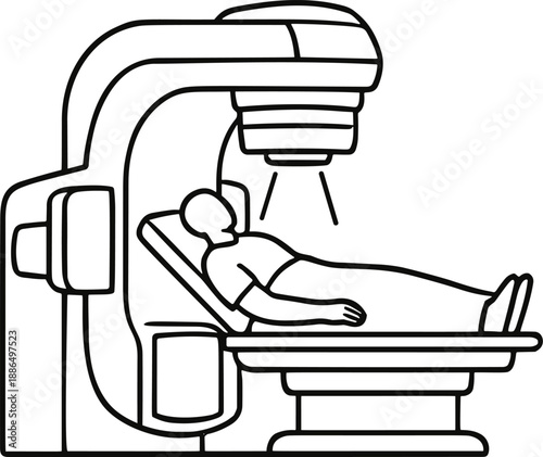 Patient Undergoing MRI or CT Scan Examination in Medical Machine Vector Illustration for Radiology Concepts