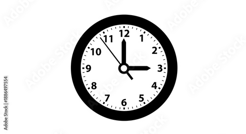 A simple analog clock showing three oclock precisely.