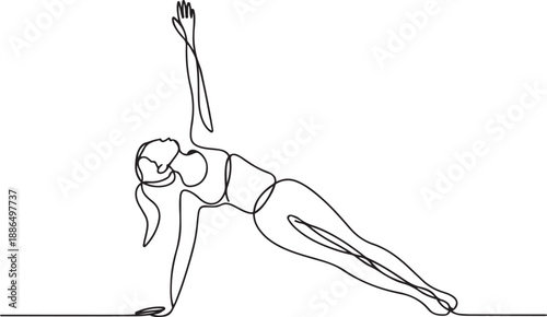 women pilates pose sport lifestyle one line art design.one line vector illustration with out background