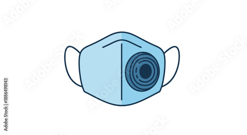 Light Blue Face Mask with Circular Filter Detail.