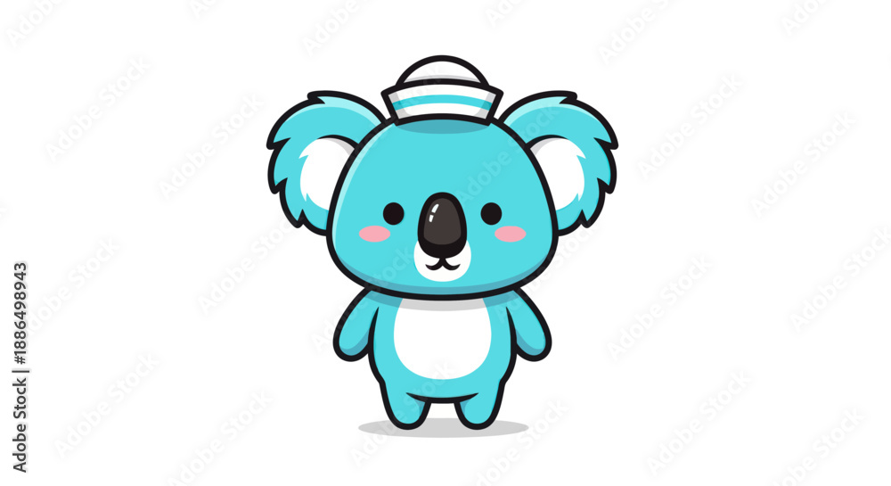 Fototapeta premium Cartoon koala in sailor hat illustration