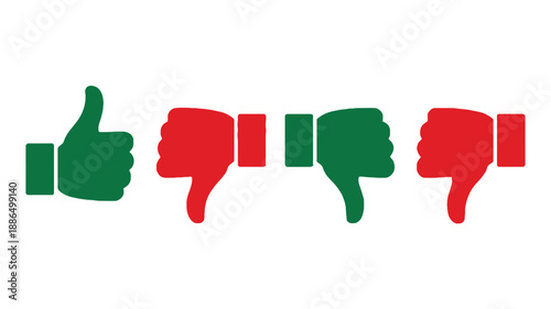 Thumbs Up and Thumbs Down Icons Representing Approval and Disapproval