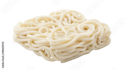 Tableau sur toile Pile of thick udon noodles isolated PNG on transparent background, Japanese cuis