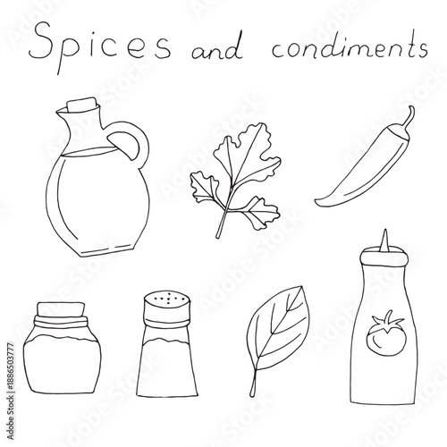 Spices and Condiments — Minimalist Line Illustrations for Culinary Projects