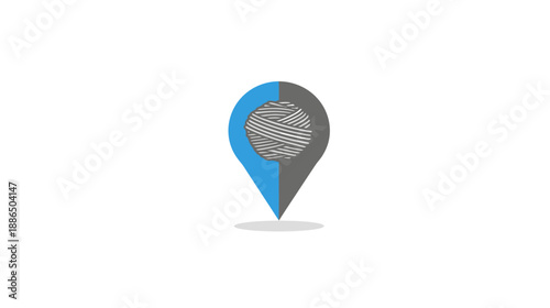 Modern Blue and Grey Split Location Pin Icon. Digital Map Marker Graphic for Navigation, GPS, and Place Finding Concepts
