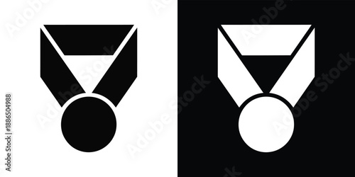A black and white depiction of two medal icons side by side