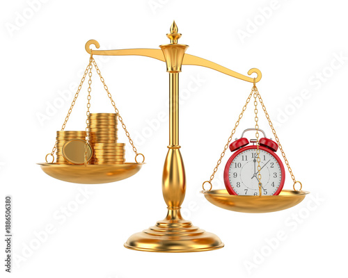 Red alarm clock and money o...