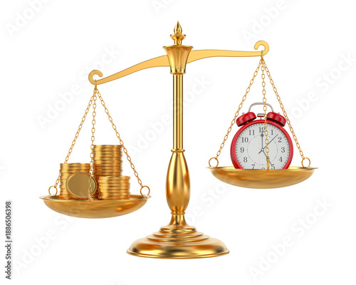 Red alarm clock and money o...