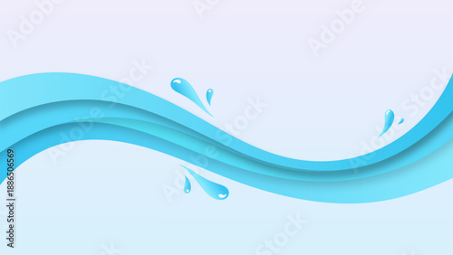 Aqua Breeze: Capturing the fluidity of water with a minimalist graphic design, the image presents undulating blue waves, accented by playful water droplets.