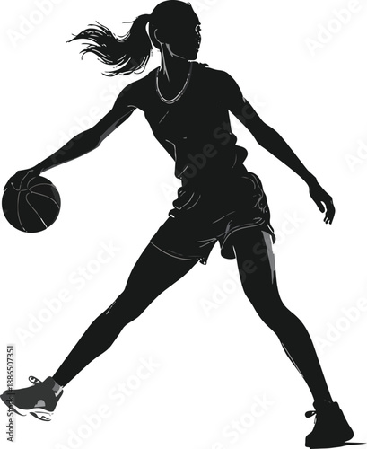 Black and White Basketball Player Silhouette