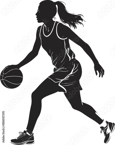 Black and White Basketball Player Silhouette