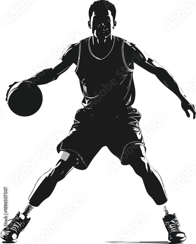 Black and White Basketball Player Silhouette
