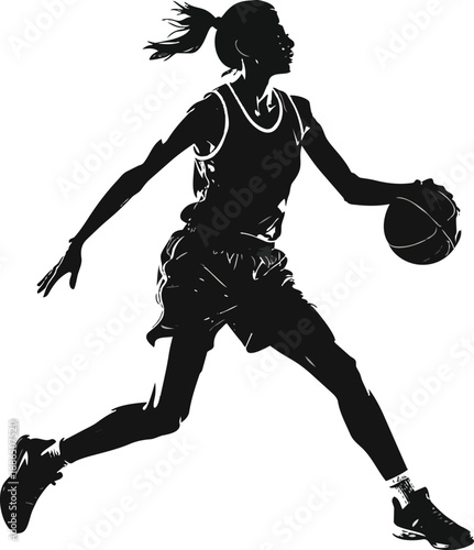 Black and White Basketball Player Silhouette