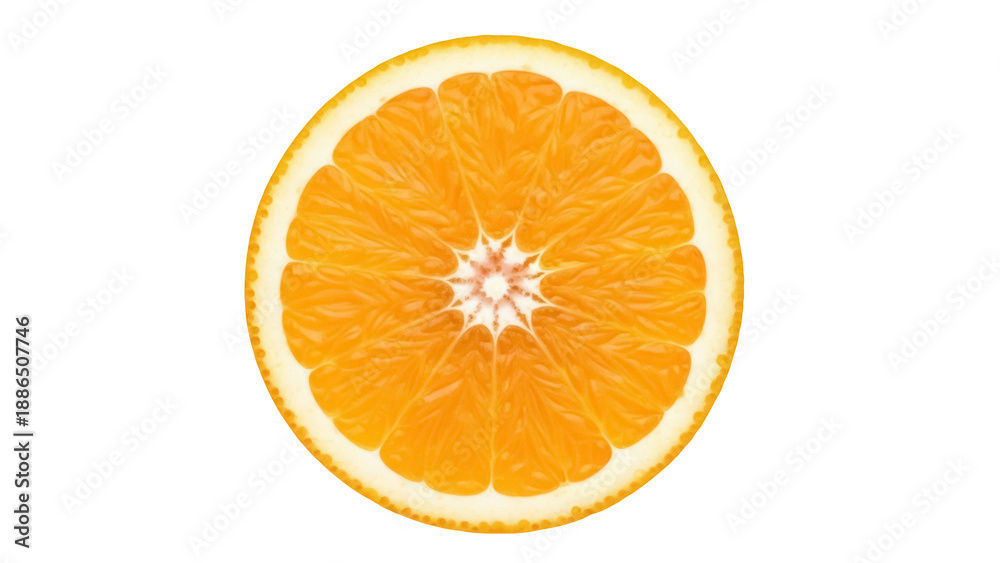 Fototapeta premium Vibrant orange slice PNG isolated on transparent background, juicy citrus fruit with detailed texture for healthy eating concepts