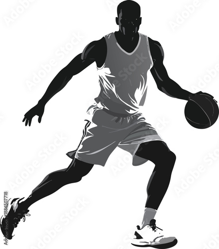 Black and White Basketball Player Silhouette