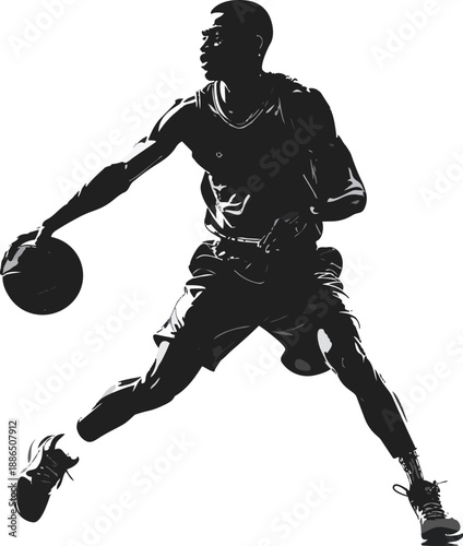 Black and White Basketball Player Silhouette