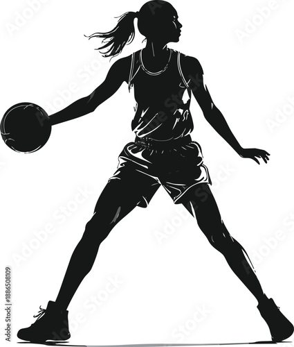 Black and White Basketball Player Silhouette