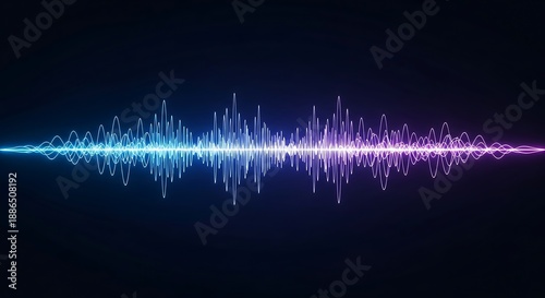 Vibrant sound wave pattern in blue and purple gradient background