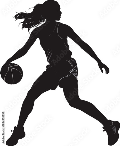 Black and White Basketball Player Silhouette